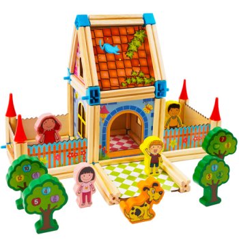 Wooden House Building Blocks Set 268 pcs Kruzzel 26452