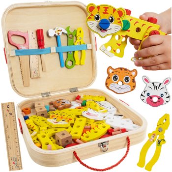Kruzzel Wooden Tool Box Construction Toy for Kids 26581