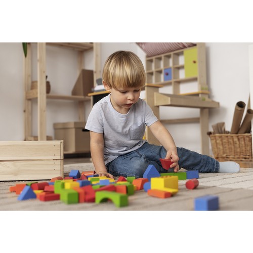 Constructor Wooden Blocks Bricks in Bucket Sorter, 105 pcs (2)