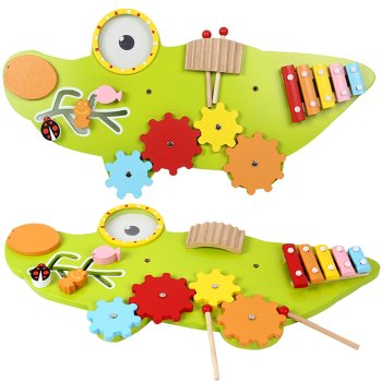 Educational Toy Wooden Manipulation Sensory Montessori Busy Board, Crocodile