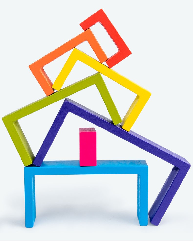 Wooden Blocks Logic Arcade Game Rainbow Square Jhtoy-282 (1)