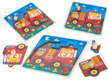Wooden Educational Jigsaw Puzzle, Fire Engine