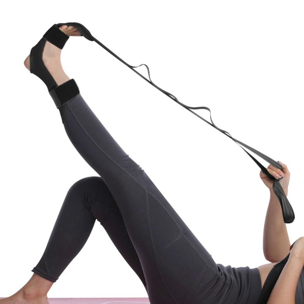 Adjustable Leg Muscle Stretching Strap 155 cm, Black-Red (3)