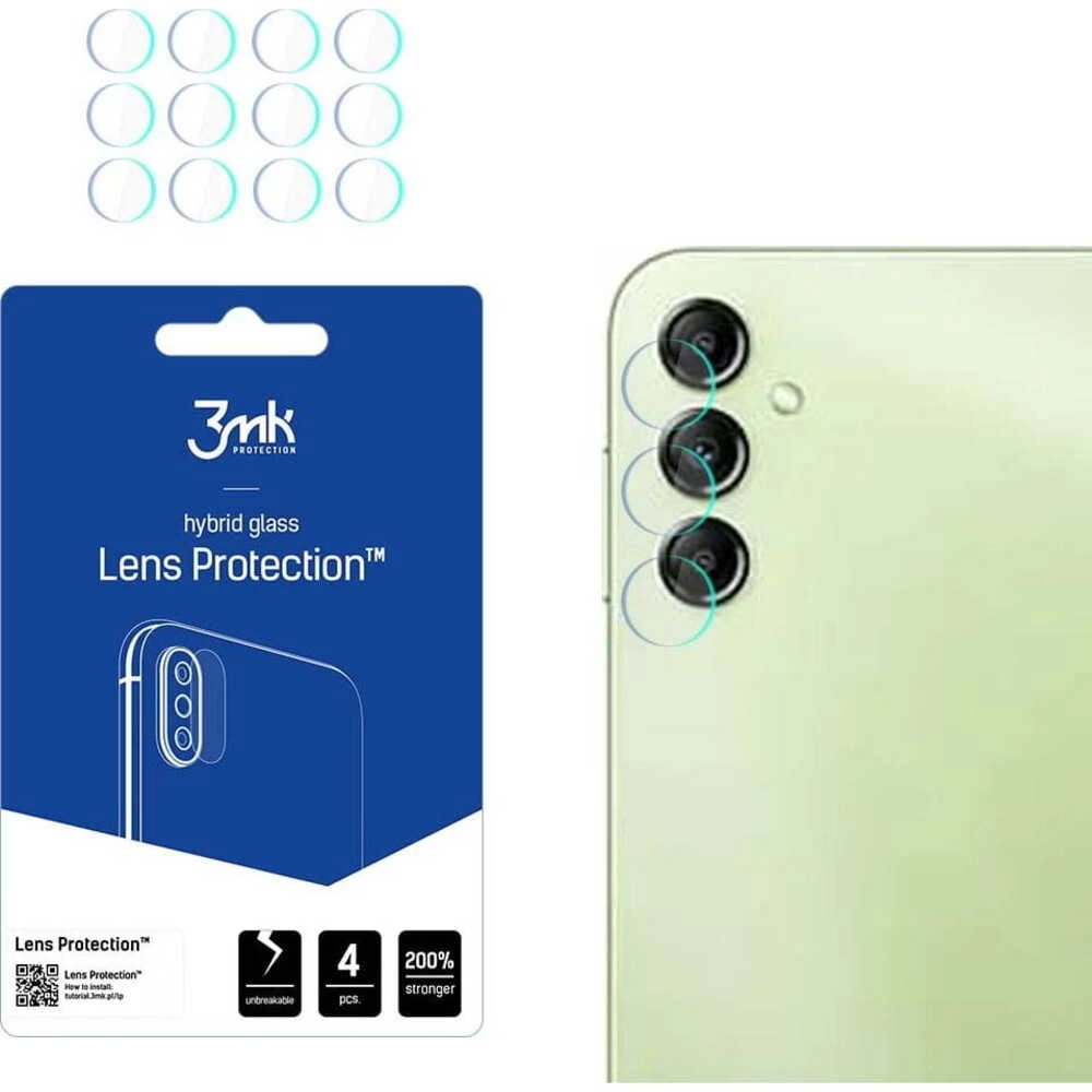 Samsung Galaxy A14 5G (SM-A146) / 4G (SM-A145F/DSN) 3MK Lens Protection Back Camera Tempered Glass Protector, 4 pcs.
