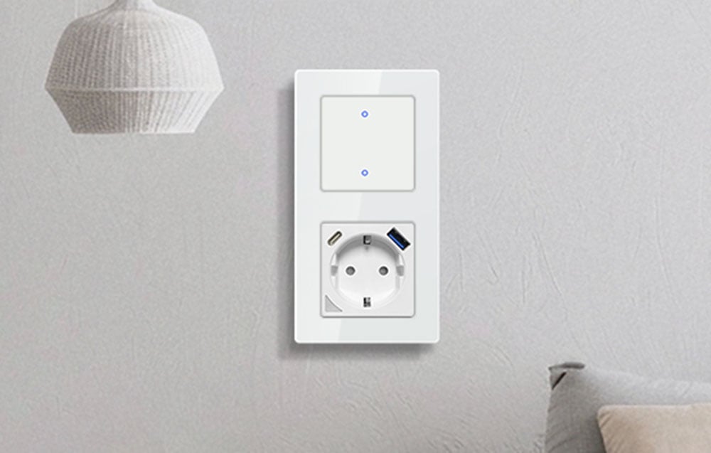 Double Light Switch Frame Avatto TS20 White 55x55mm (1)