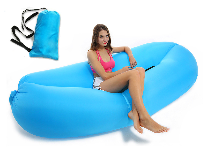 Inflatable Air Sofa Bed Mattress Sunbed Pouf, Light Blue