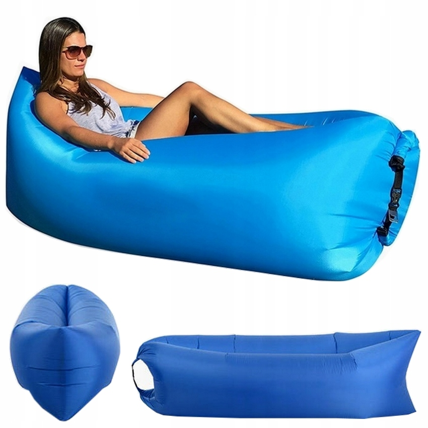 Inflatable Air Sofa Bed Mattress Sunbed Pouf, Light Blue