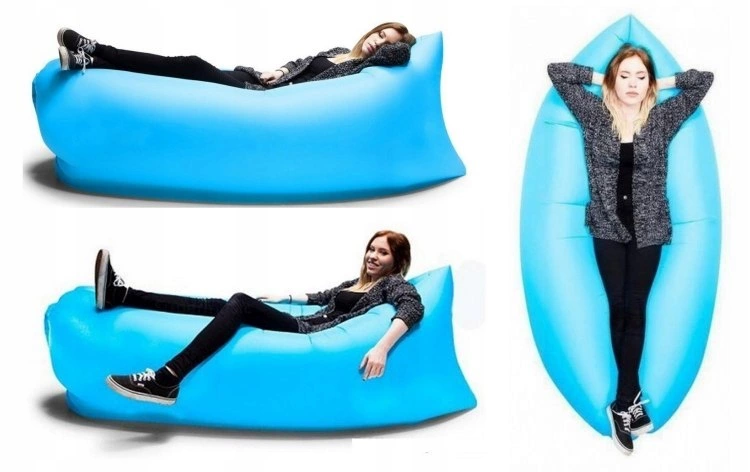 Inflatable Air Sofa Bed Mattress Sunbed Pouf, Light Blue