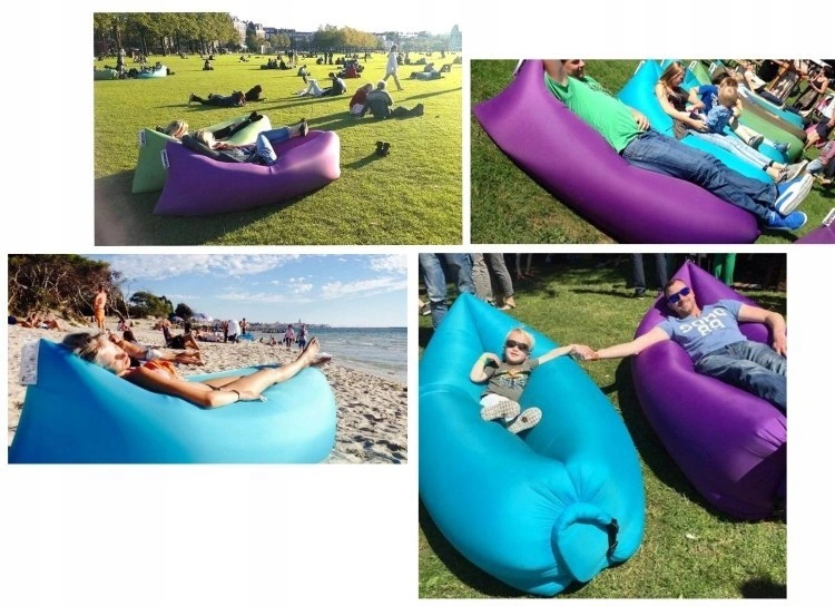 Inflatable Air Sofa Bed Mattress Sunbed Pouf, Light Blue