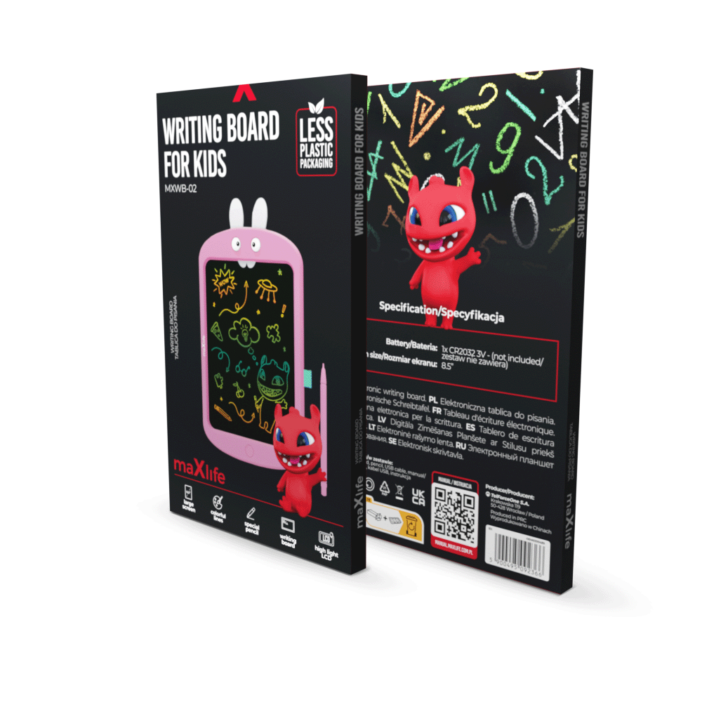 Maxlife MXWB-02 Creative Writing Drawing Graphic Board Tablet + Stylus, Pink