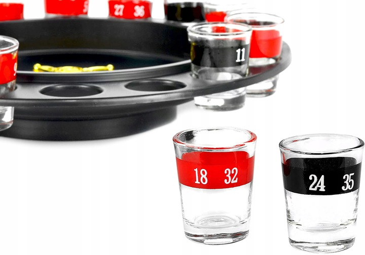 Alcohol Drinking Roulette Game Set, 16 Shot Glasses