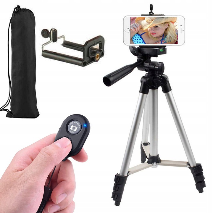 Camera Phone Tripod Stand with Phone Holder and Remote Control, 35-105 cm