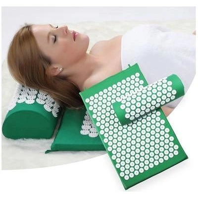 Acupressure Massage Mat + Pillow (65x 40cm, Green)