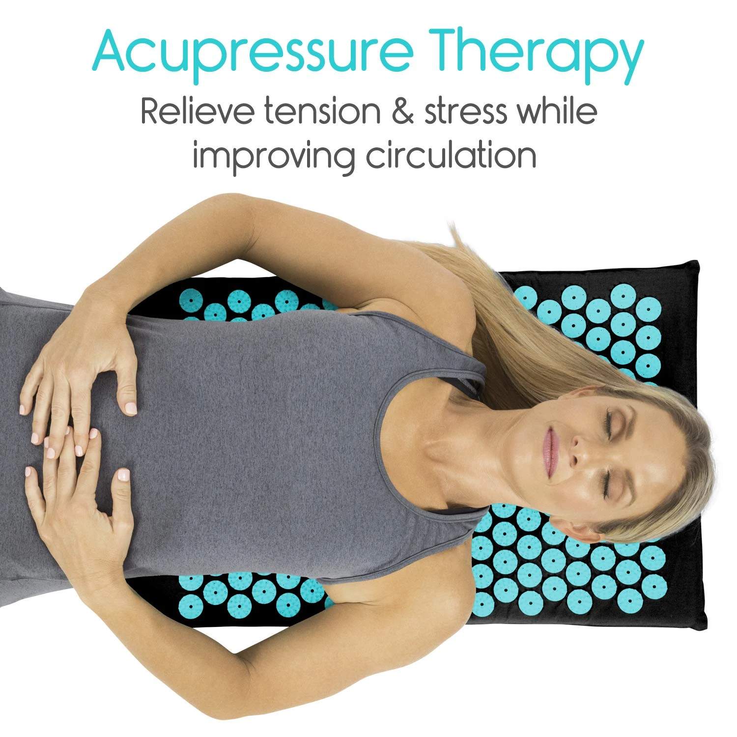 Acupressure Massage Mat + Pillow (65x 40cm, Green)