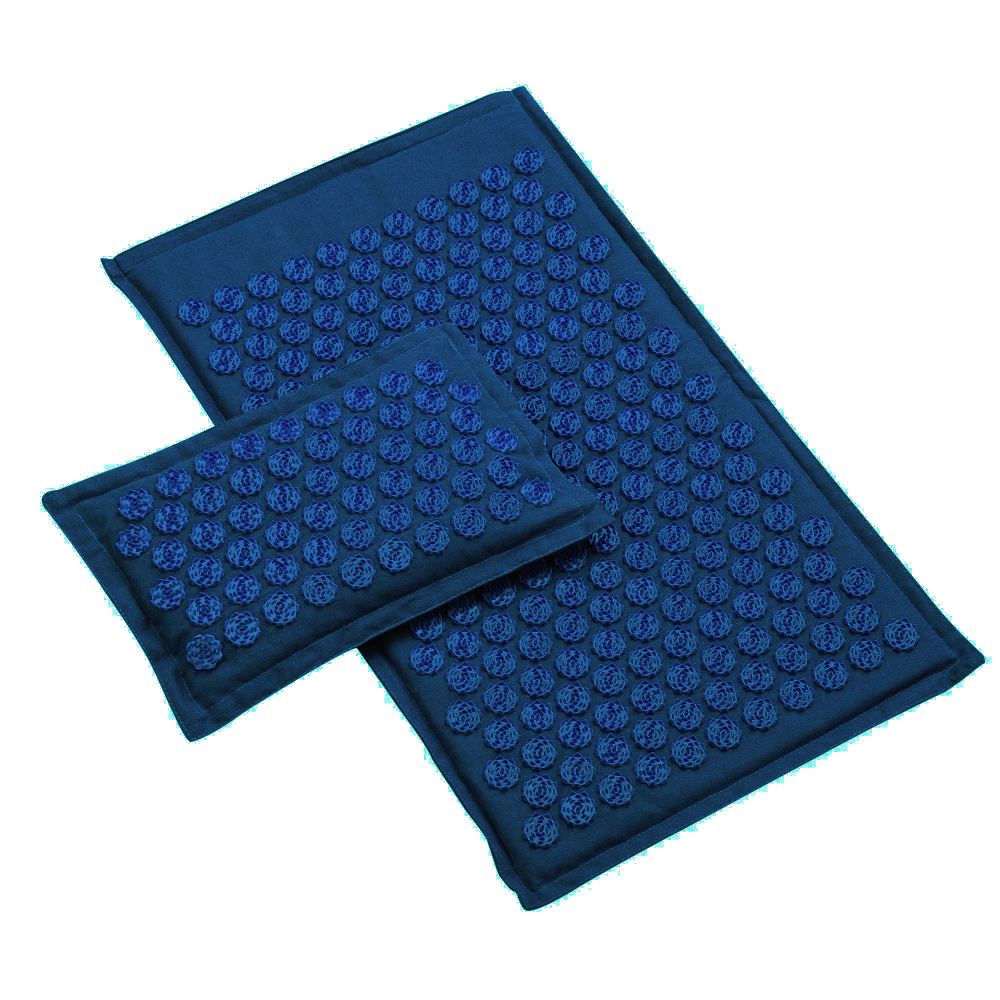 Acupressure Acupuncture Massage Mat Set EKO Lotus with pillow 70 x 42 cm, Navy Blue