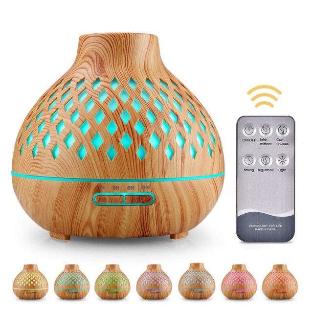 Electric Ultrasonic Air Humidifier / Diffuser / Aromatherapy - 400 ml, Light Wood