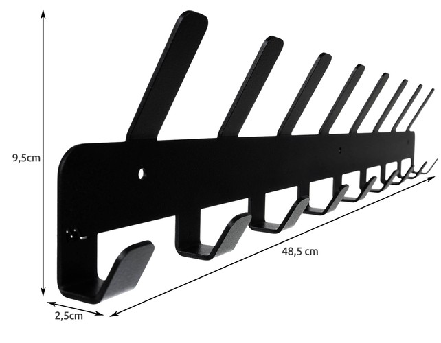 Metāla Sienas Drēbju Pakaramais 17 Āķi, Melns | Metal Wall Clothes Hanger Hooks