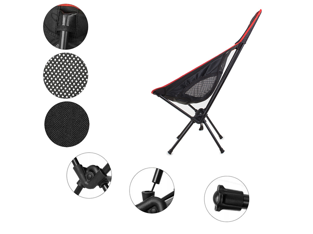 Folding Chair for Tourism, Camping or Fishing, Black/Red (3)
