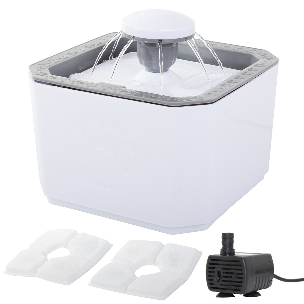 Suņu un Kaķu Dzeramtrauks Strūklaka Bļoda Vieta Ūdenim 2,5L, Balta | Dog and Cat Water Fountain Drinker