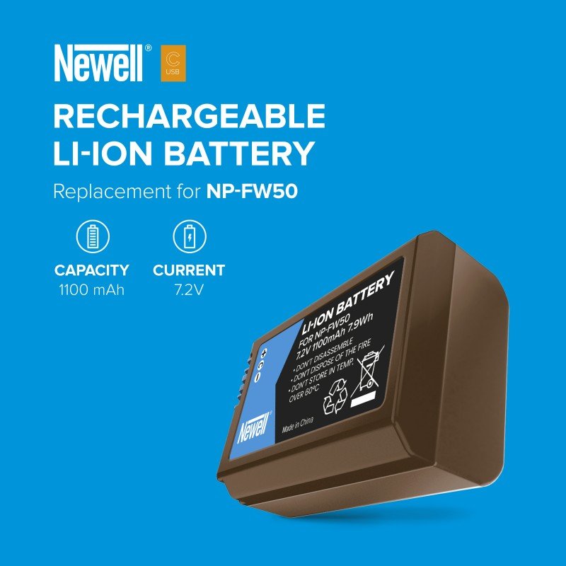 Newell NP-FW50 USB-C Battery for Sony, 1100 mAh