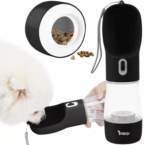 Purlov 3-in-1 Dog Travel Water Bottle with Food Container 21033