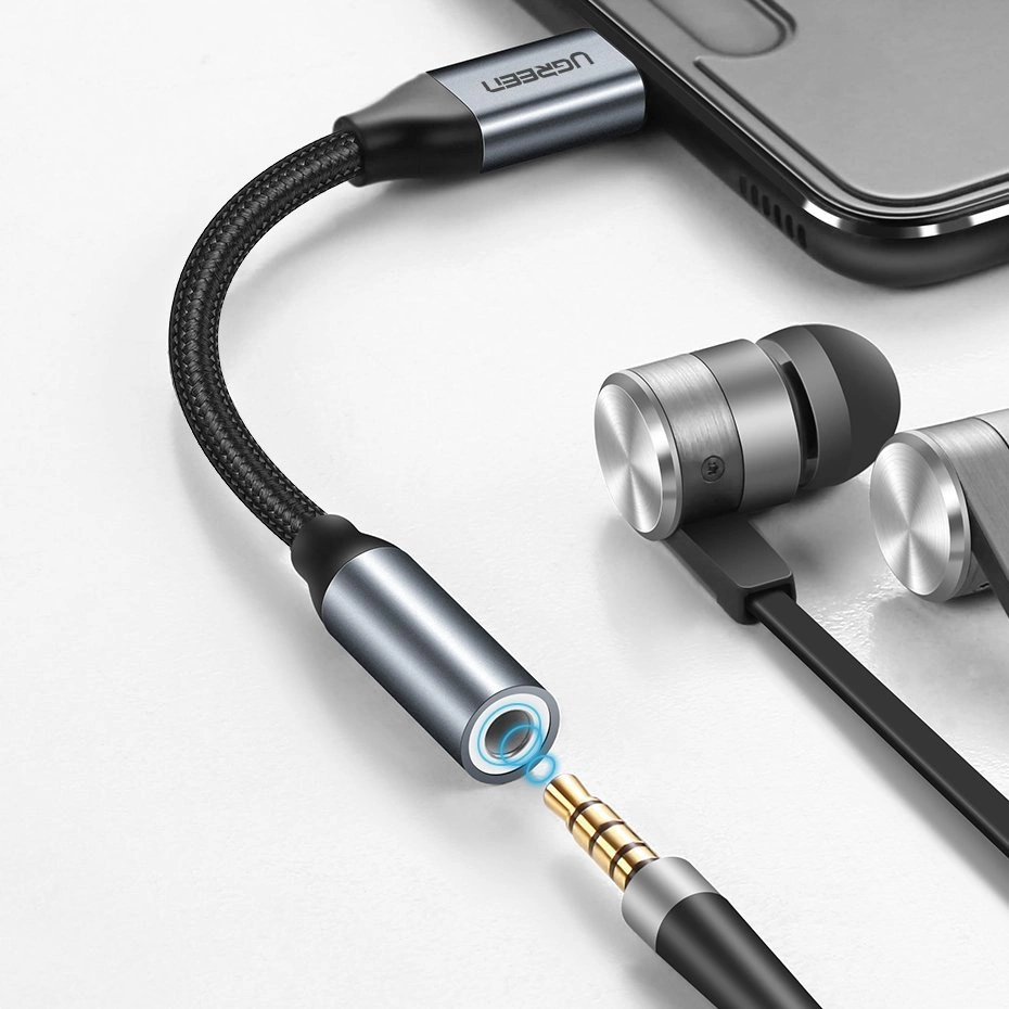 UGREEN USB-C uz 3.5 mm AUX MiniJack Adapteris Kabelis Vads, Melns | USB-C to 3.5 mm Female Adapter