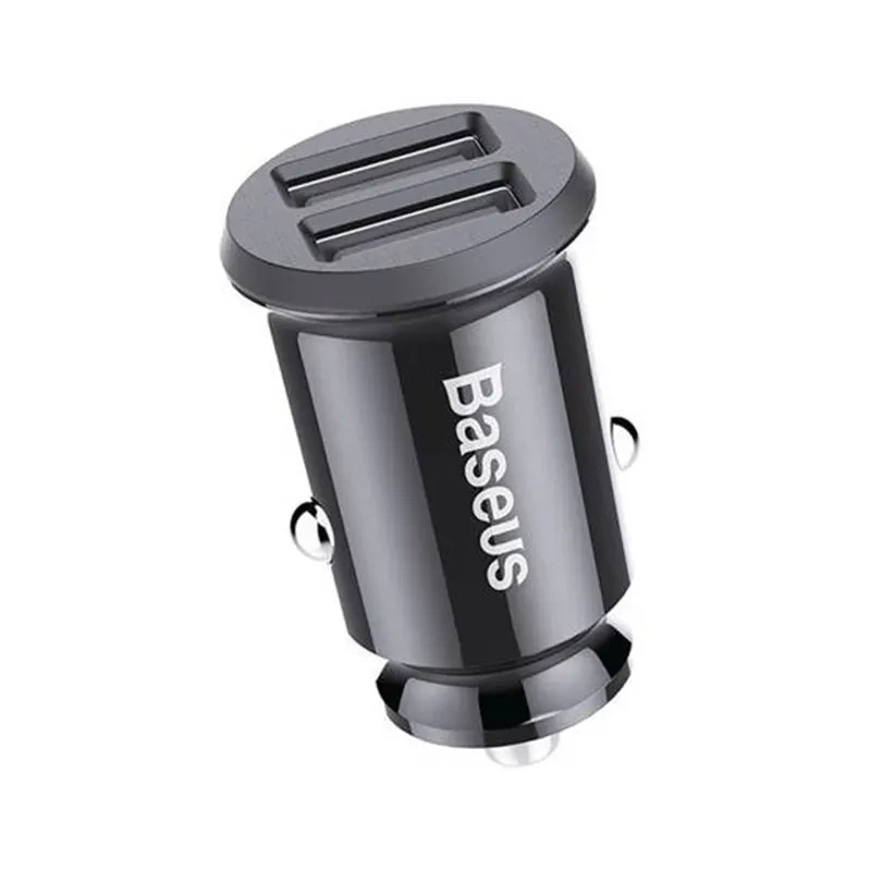 Baseus Grain Car Charger 2x USB 5V 3.1A, Black | Automašīnas Telefona Lādētājs, Uzlādes Ierīce