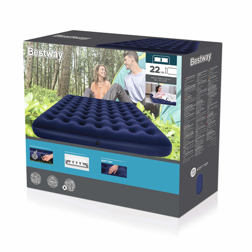 Bestway 67004 Double Air Mattress 203x183x22 cm, Navy Blue