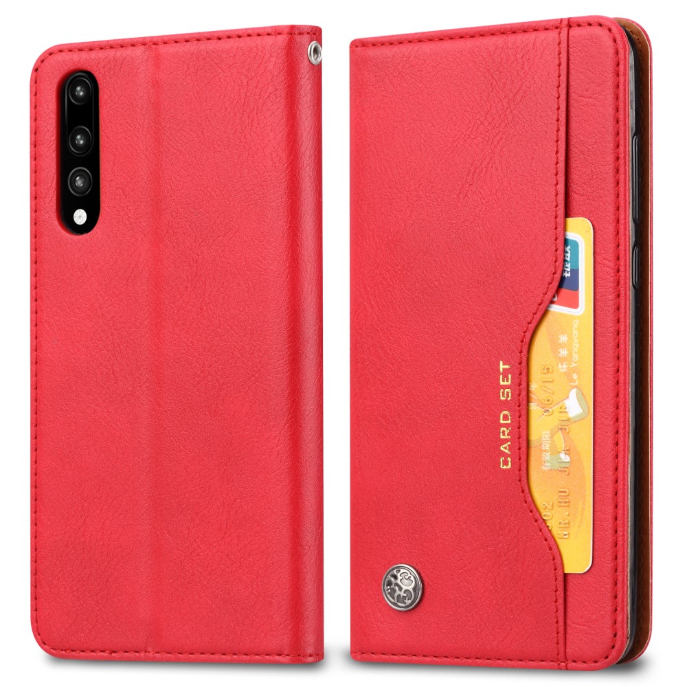 Huawei P20 2018 (EML-L29) PU Leather Wallet Book Case Cover, Red (2)