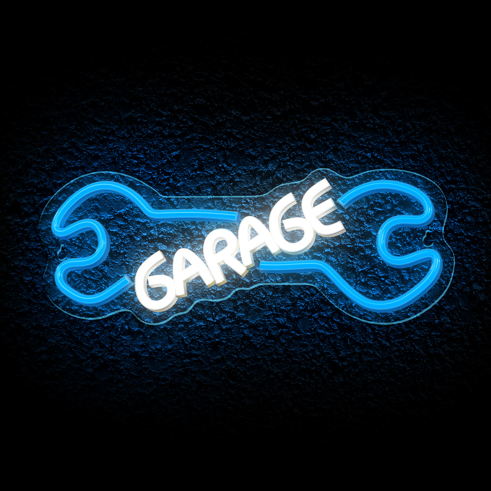 Неоновая LED вывеска Neolia PLEXI GARAGE, голубой/белый