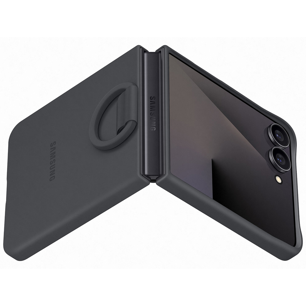 Samsung Galaxy Z Flip 7 (SM-F766B/DS) Original Silicon Case Cover with Ring, Black (EF-PF766TBEGWW)