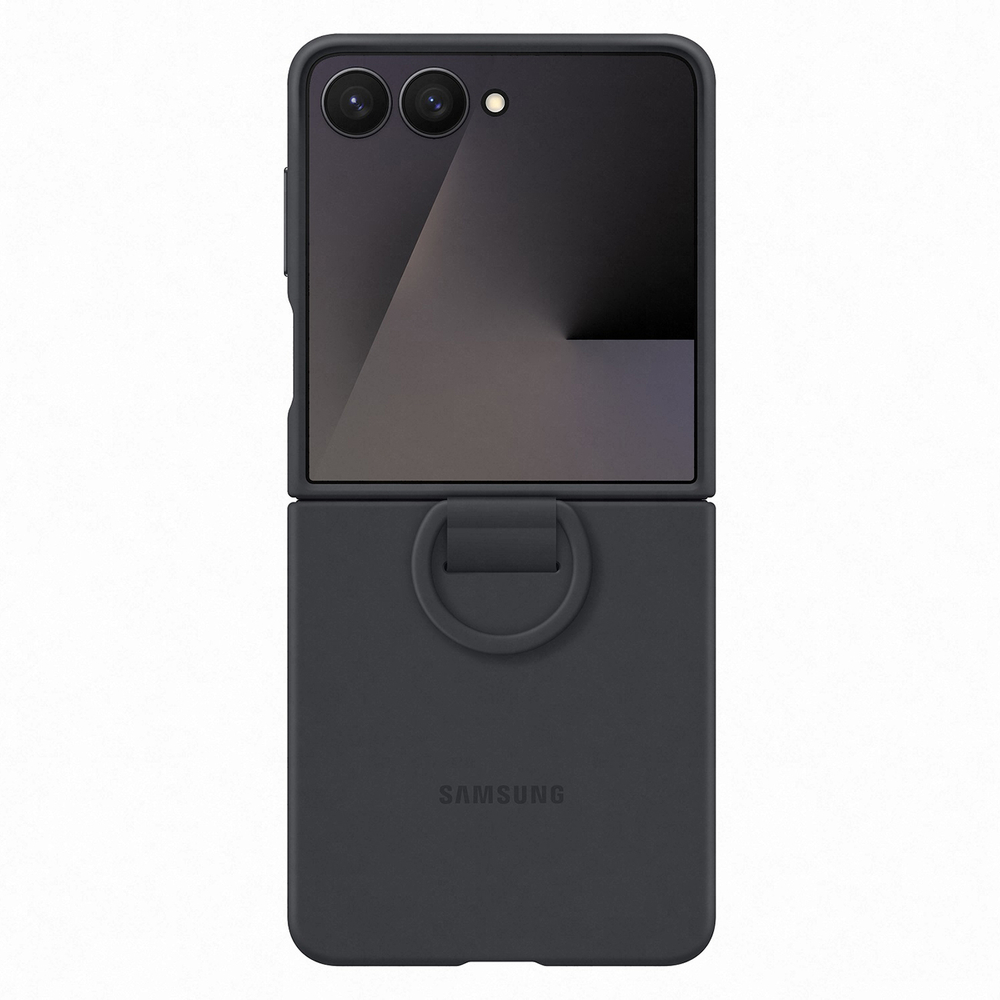Samsung Galaxy Z Flip 7 (SM-F766B/DS) Original Silicon Case Cover with Ring, Black (EF-PF766TBEGWW)