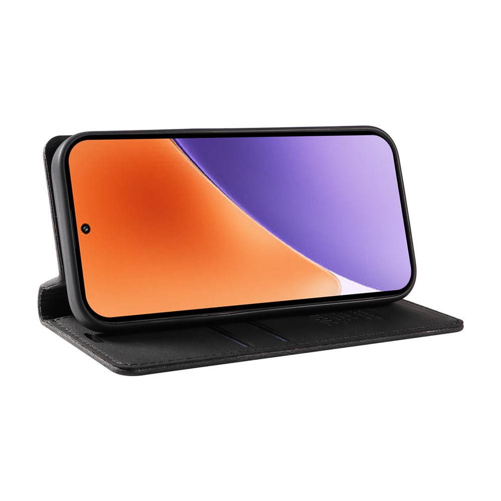 Xiaomi 15 YIKATU Leather Skin-Touch Magnetic Book Cover Case, Black (1)