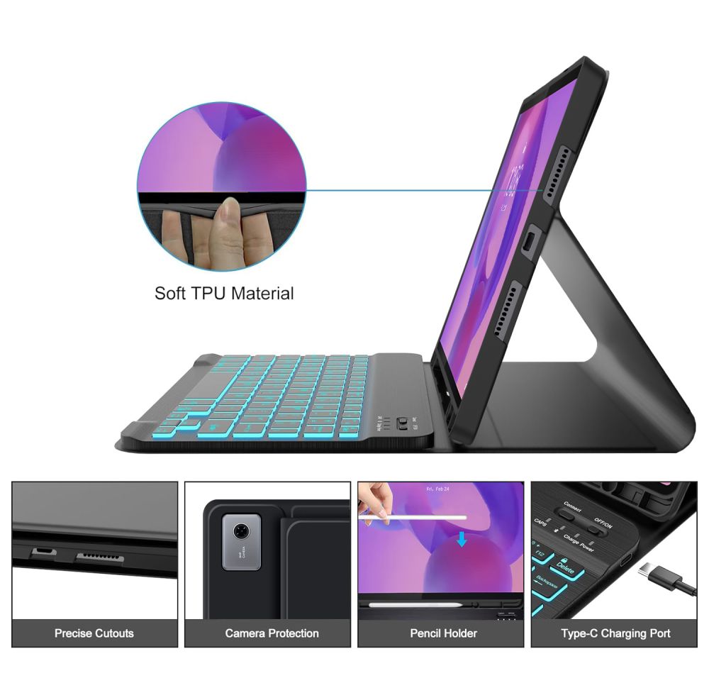 Lenovo IdeaTab Plus 12.1\'\' (TB-361) Tech-Protect SC Pen Case Cover with Bluetooth Keyboard, Black