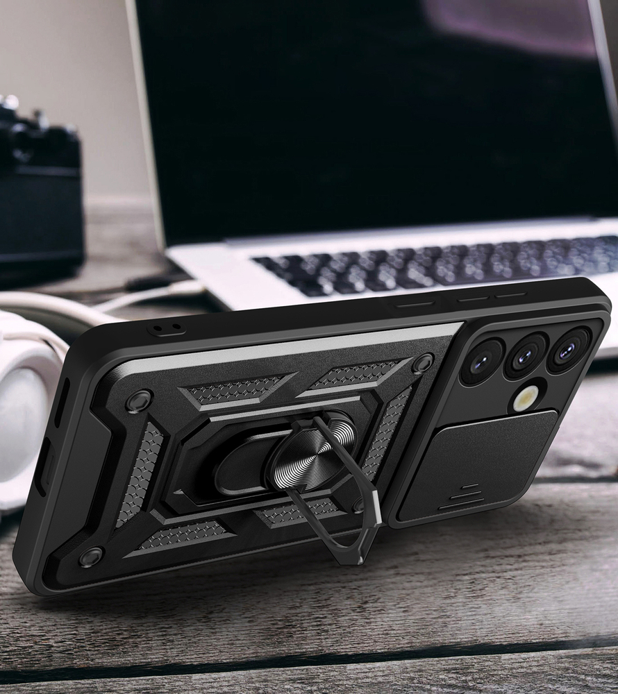 Hybrid Armor Camshield Case for Xiaomi 15 5G with Camera Cover, Black