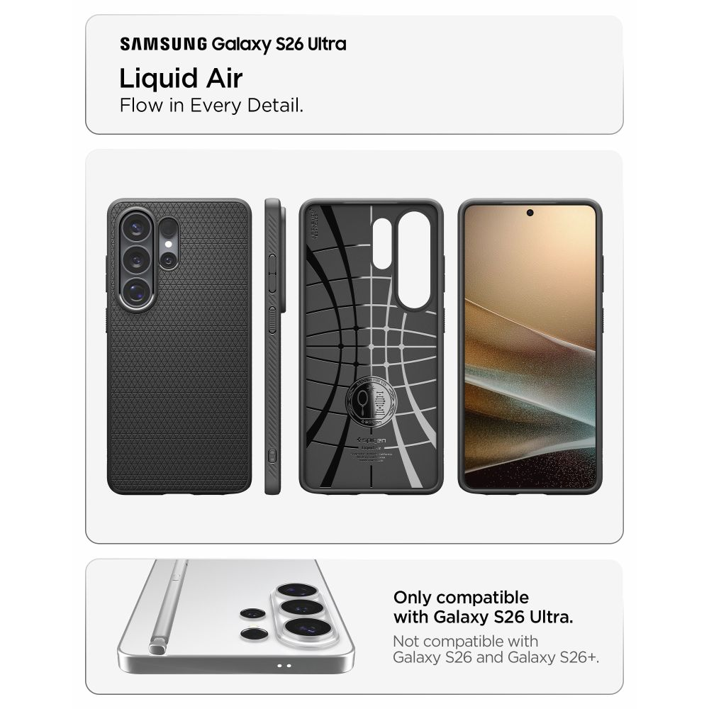 Spigen Liquid Air Case for Samsung Galaxy S26 Ultra, Matte Gray