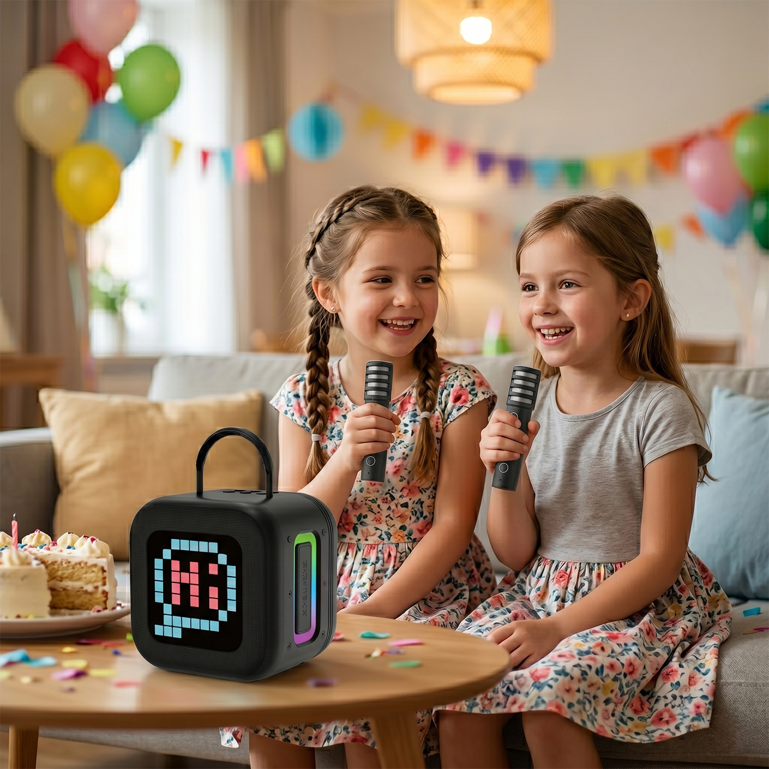 Blavec WS-09 Karaoke Fun Portable Bluetooth Speaker 10W with 2 Microphones and Display, Black