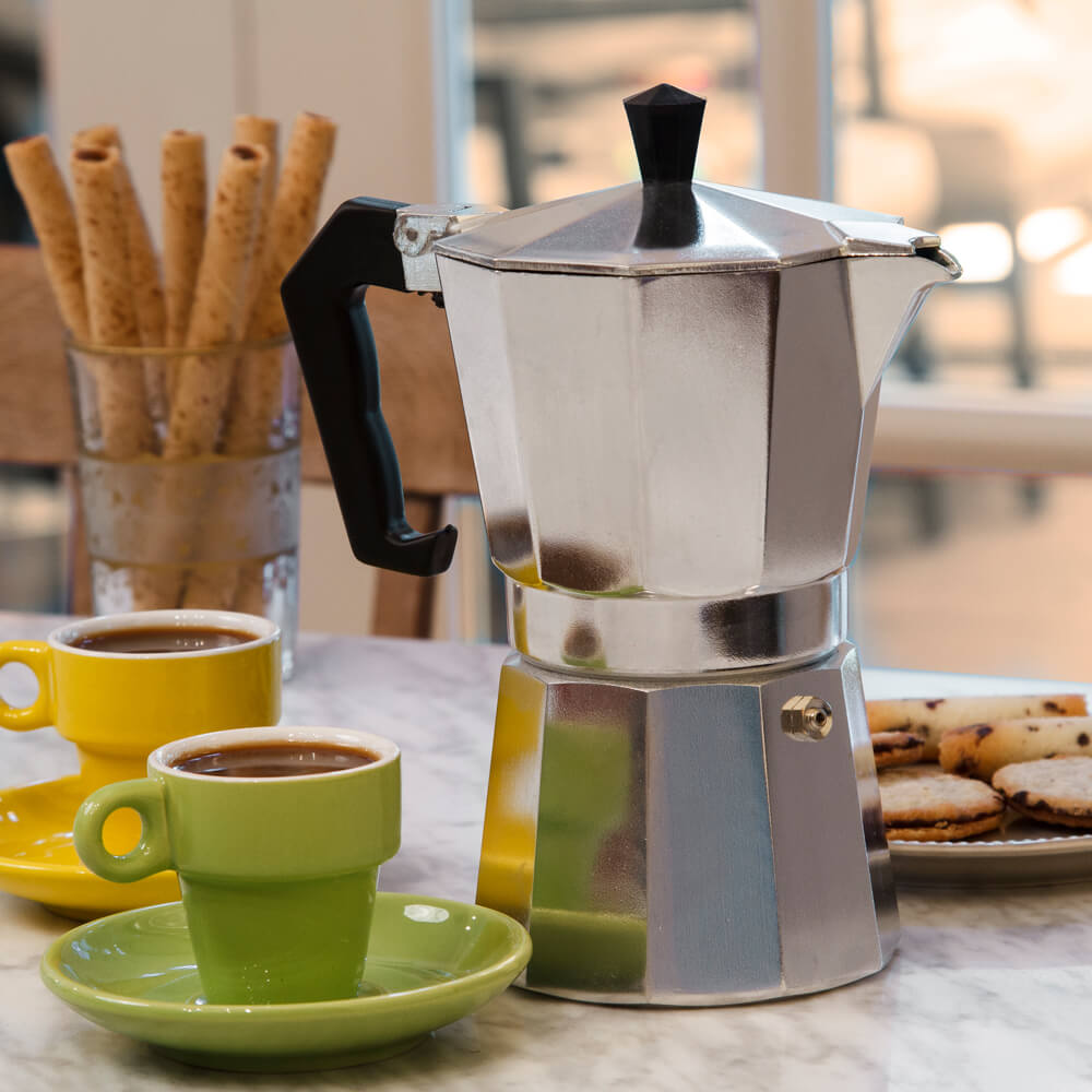 Moka Pot Espresso Coffee Maker 300ml - 6 Cup, Silver