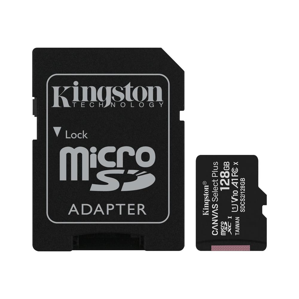 Kingston Canvas Select Plus Gen3 128GB microSD Memory Card (UHS-I 150 MB/s read) + Adapter | Atmiņas Karte ar Adapteri