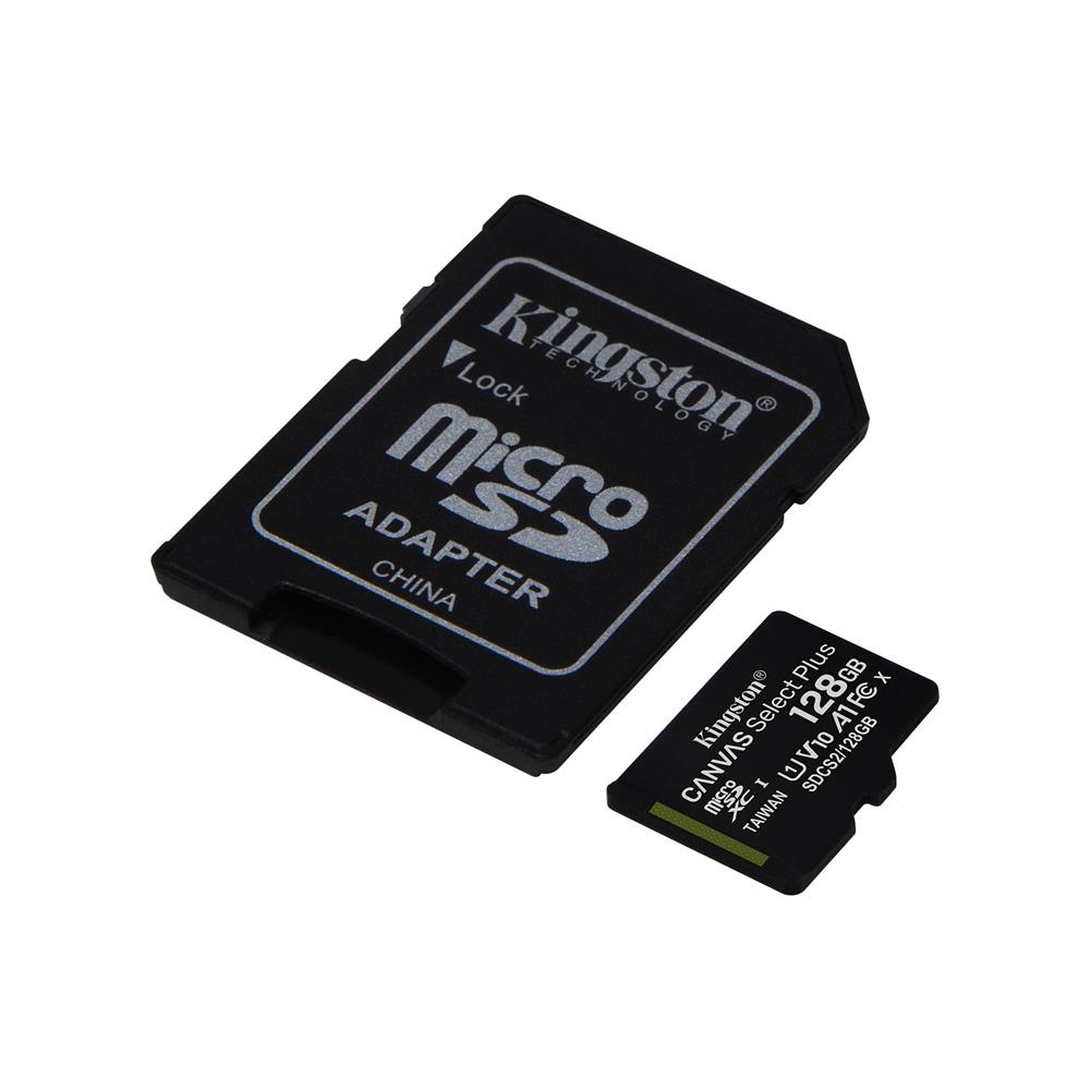 Kingston Canvas Select Plus Gen3 128GB microSD Memory Card (UHS-I 150 MB/s read) + Adapter | Atmiņas Karte ar Adapteri