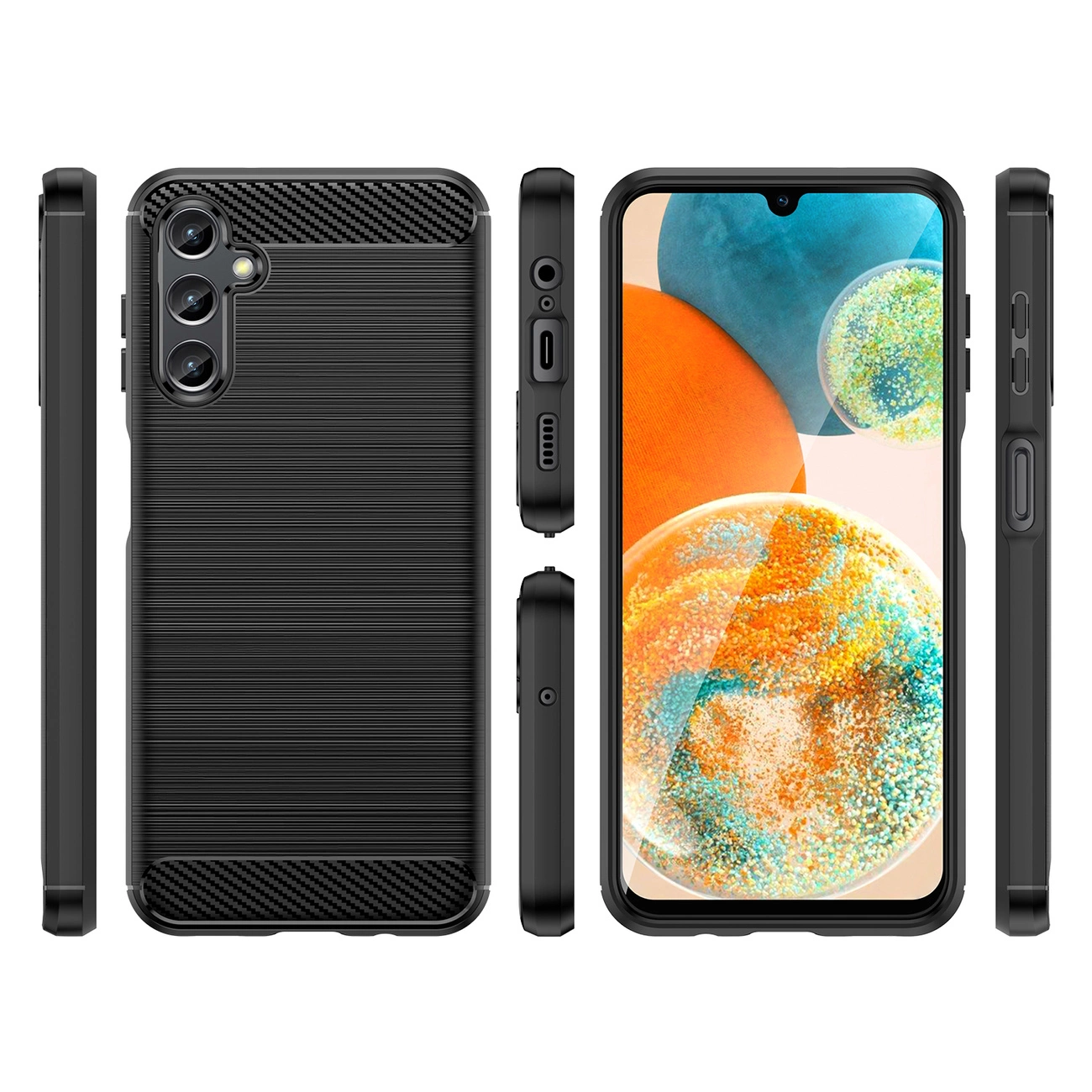 Samsung Galaxy A14 5G (SM-A146) / 4G (SM-A145F/DSN) Carbon Flexible Cover TPU Case, Black