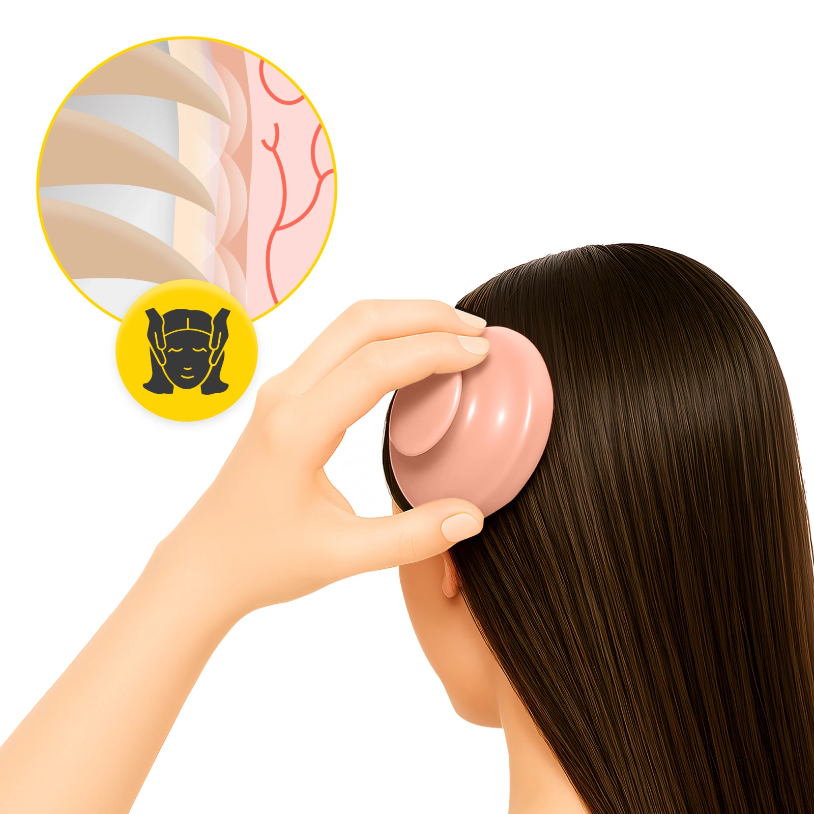 Silicone Scalp Massager Shampoo Brush 4FIZJO, light pink