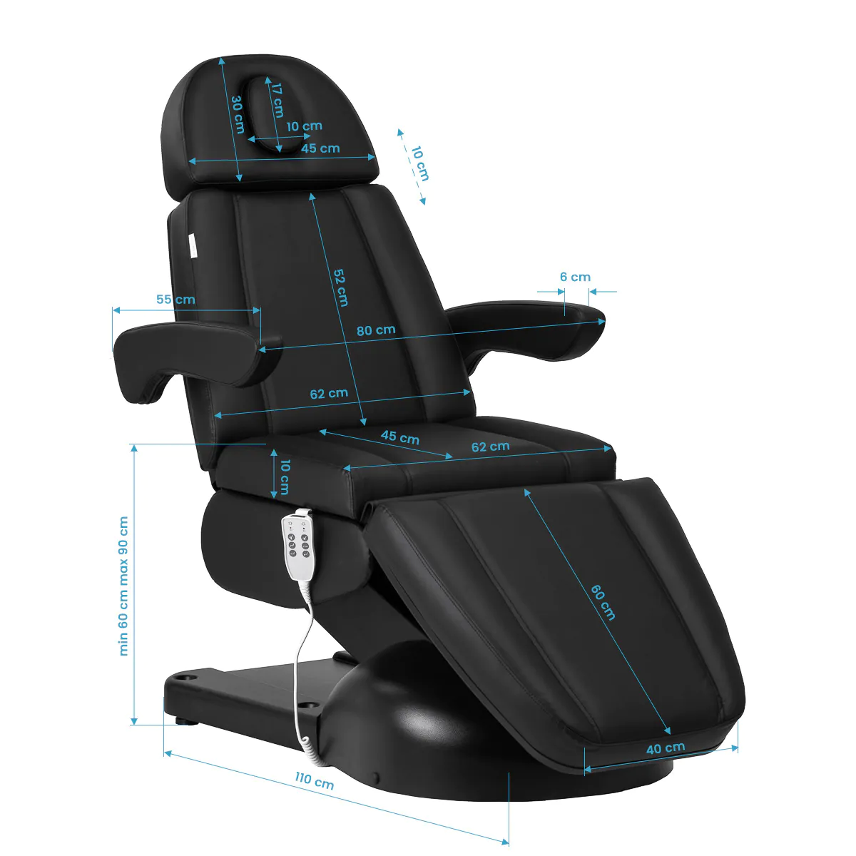 Azzurro Lux 3m Electric Cosmetic Chair, Black