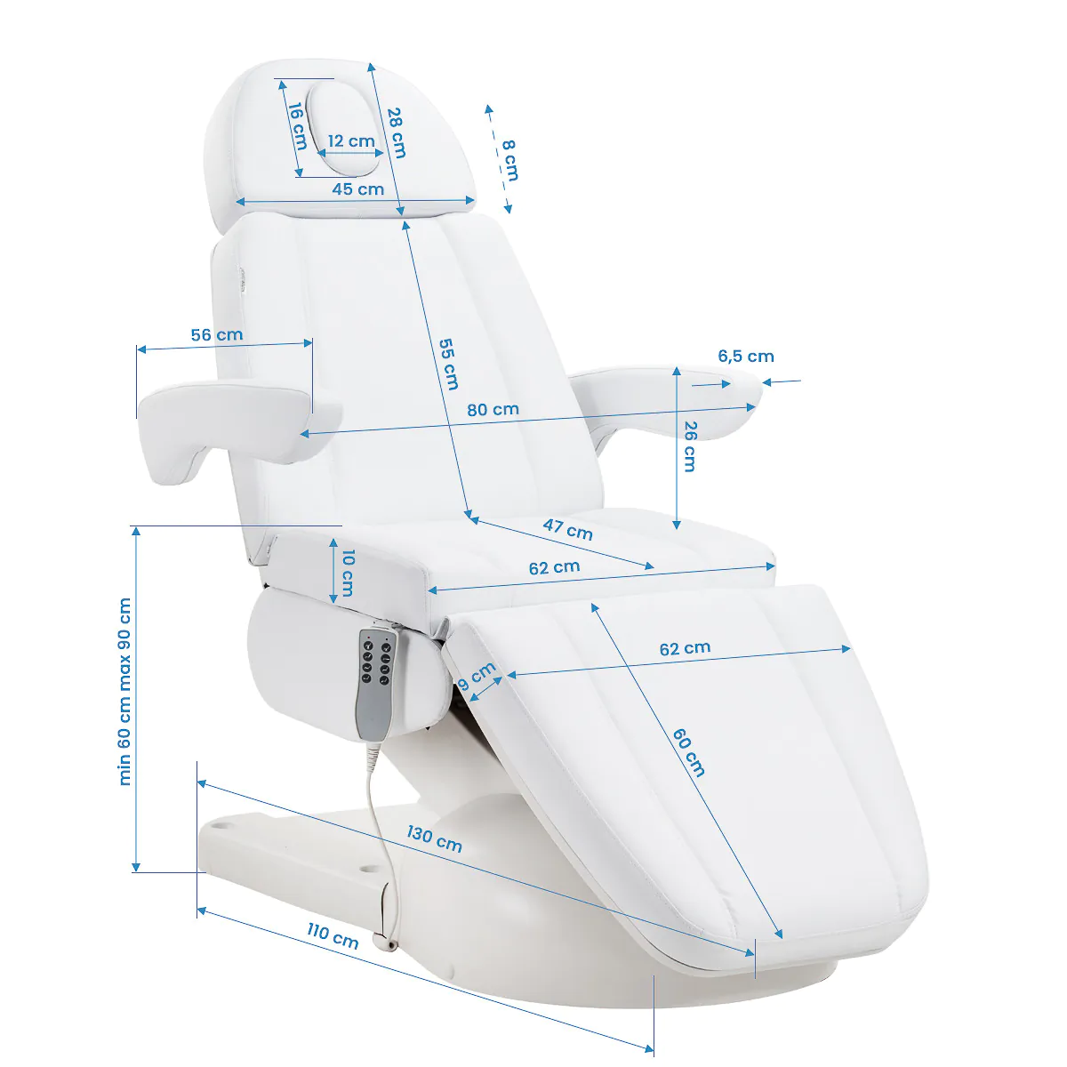 Electric Cosmetic Chair Azzurro Lux 4m, White