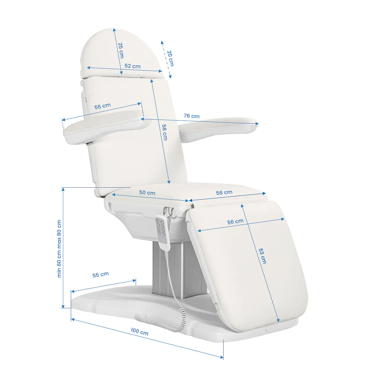 Sillon Eclipse Electric Beauty Chair, 4 Motors, White