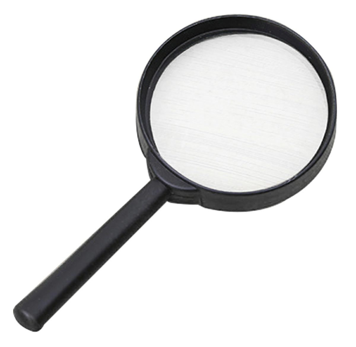 Plastic magnifying glass with round lens, 85 mm, 2.5x magnification