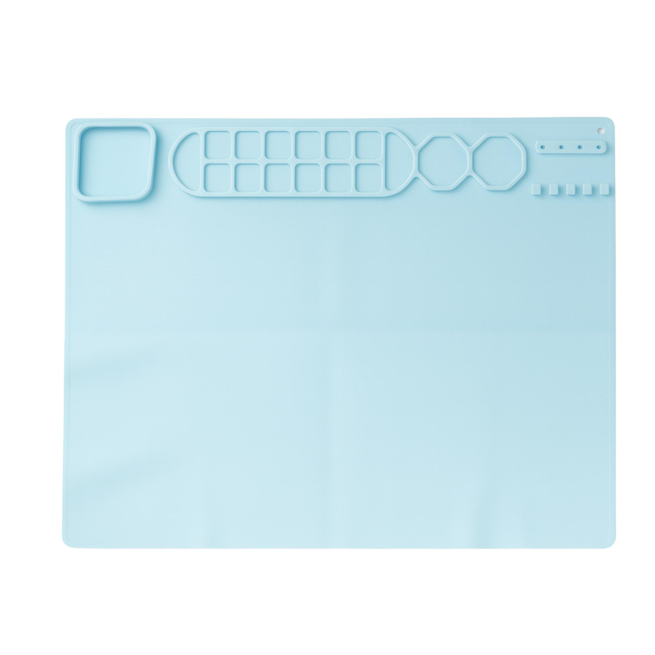 Silicone Painting Mat for Arts and Crafts with 10 Brushes, Blue