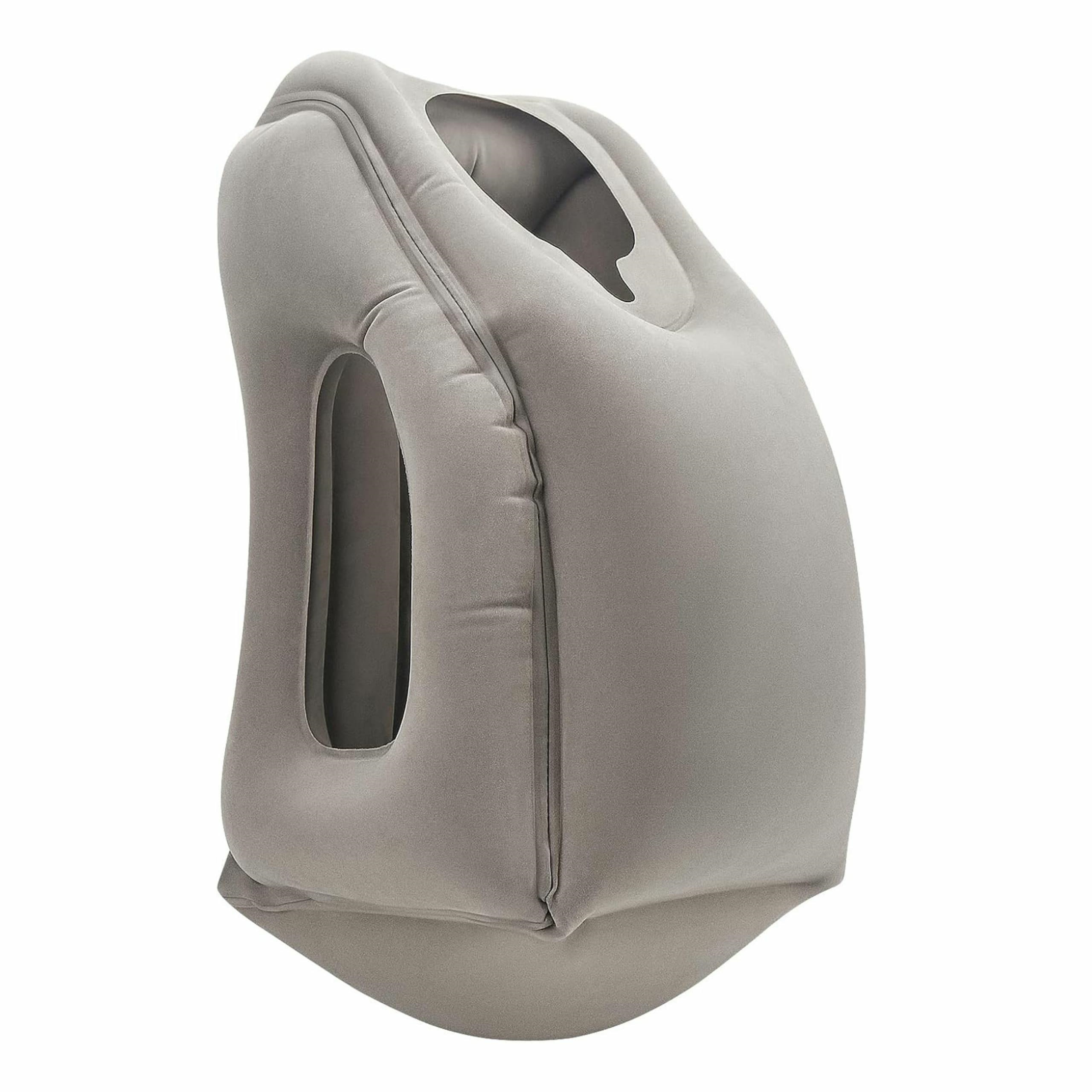 Ergonomic Inflatable Travel Pillow for Neck Support, Grey
