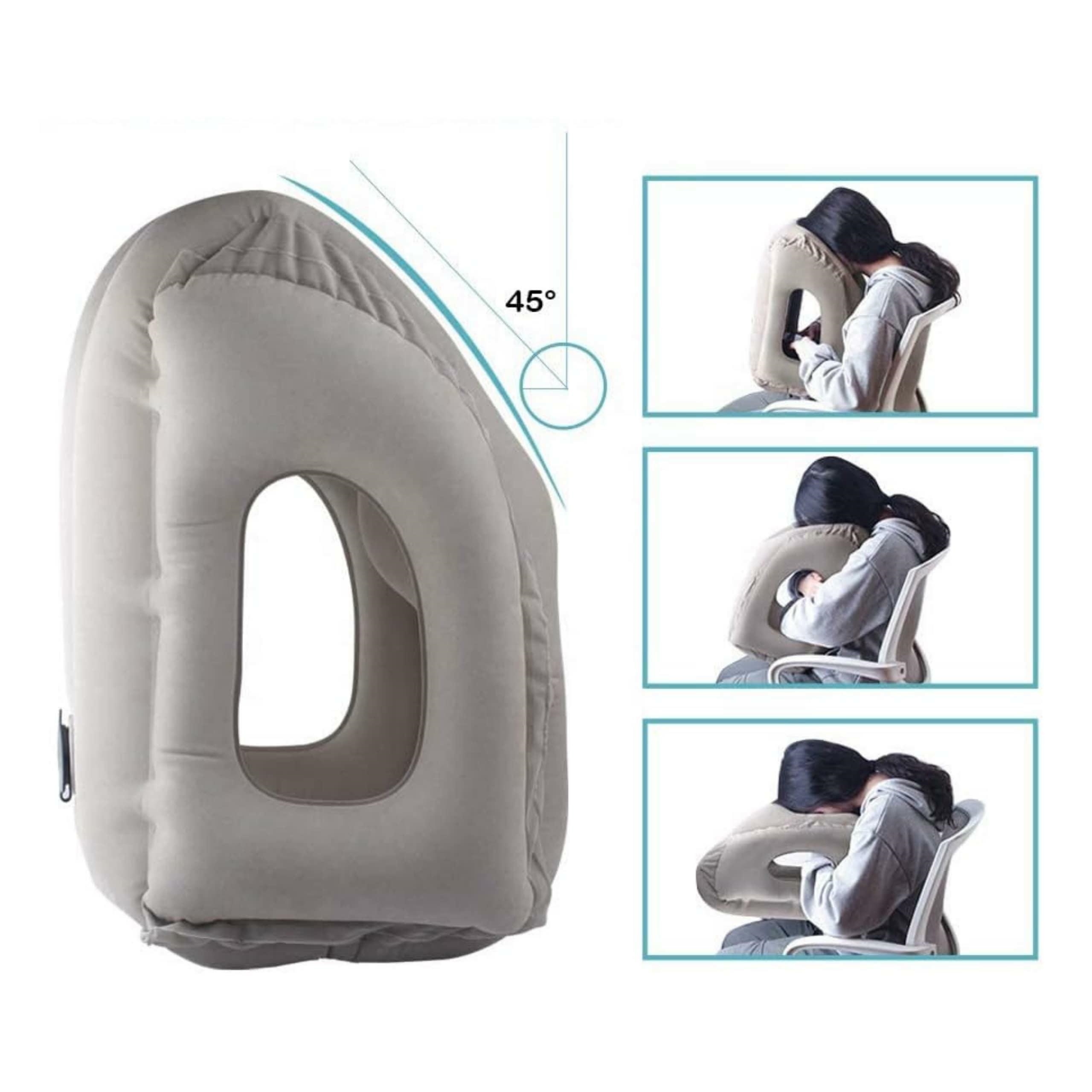 Inflatable Travel Pillow for Neck Support, Gray