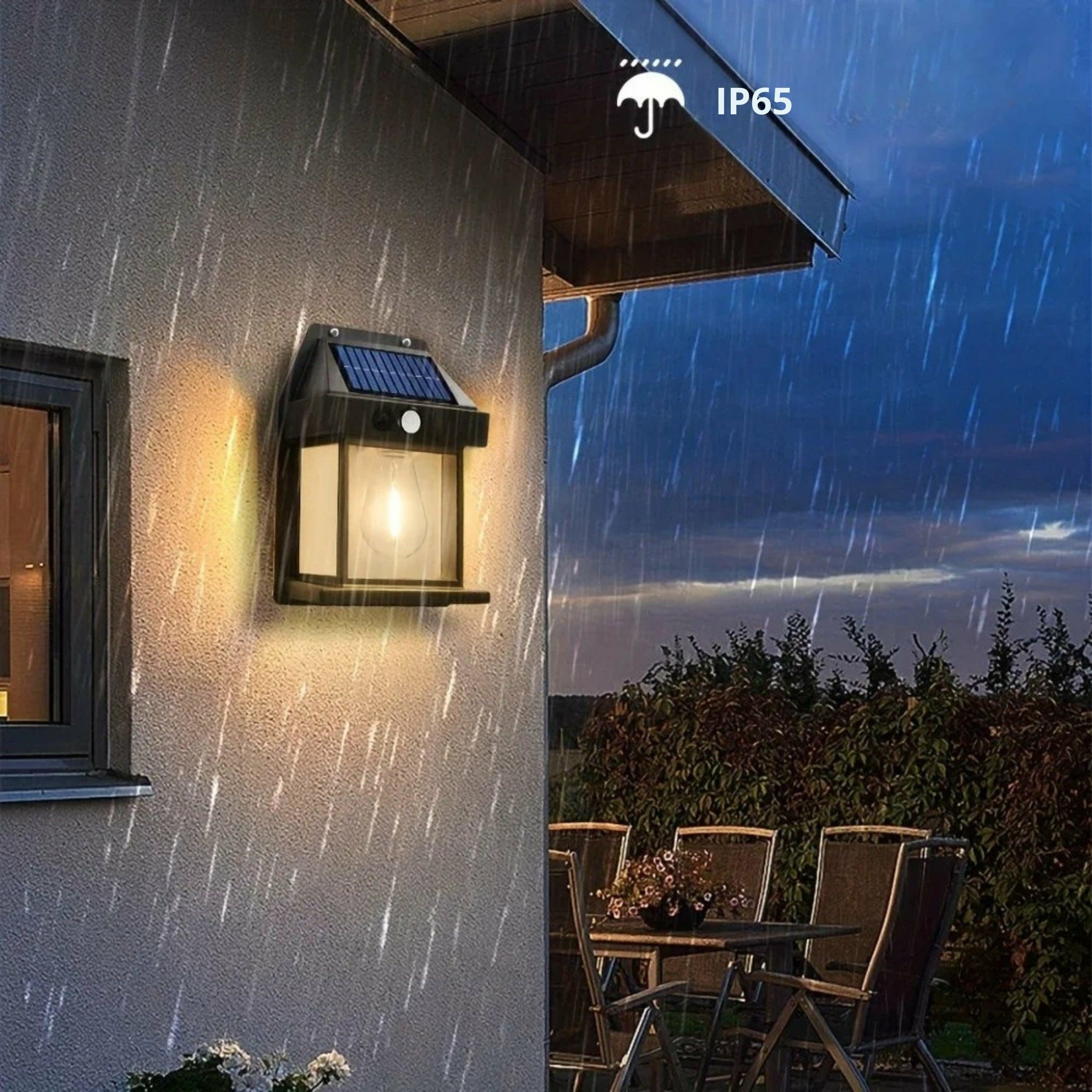Solar Powered LED Wall Light with Motion Sensor, Black